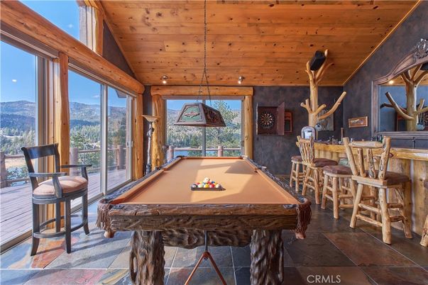 Billiard Table, Game Room, Interior, Pendant Lights, Recessed Lighting, Wooden Ceilings