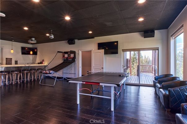 Game Room, Interior, Pendant Lights, Recessed Lighting, Wood Texture Flooring