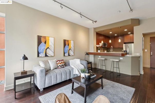 Interior, Kitchen, Living room, Pendant Lights, Recessed Lighting, Stainless Steel Appliances, Wood Texture Flooring
