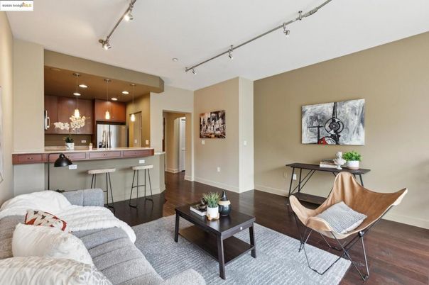 Interior, Kitchen, Living room, Recessed Lighting, Stainless Steel Appliances, Wood Texture Flooring