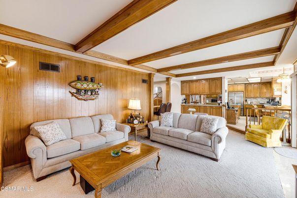 Dining room, Interior, Kitchen, Living room, Pendant Lights, Wooden Beams, Wooden Walls