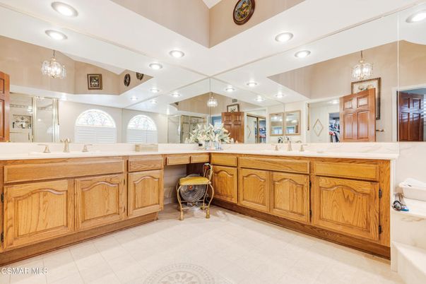 Bathroom, Dual Sink Vanities, Interior, Pendant Lights, Recessed Lighting