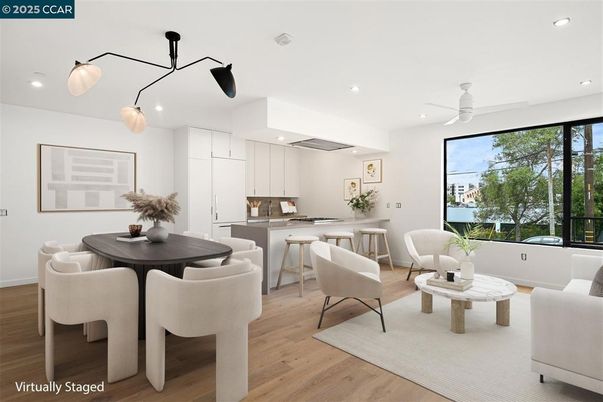 Dining room, Interior, Kitchen, Living room, Pendant Lights, Recessed Lighting, Wood Texture Flooring