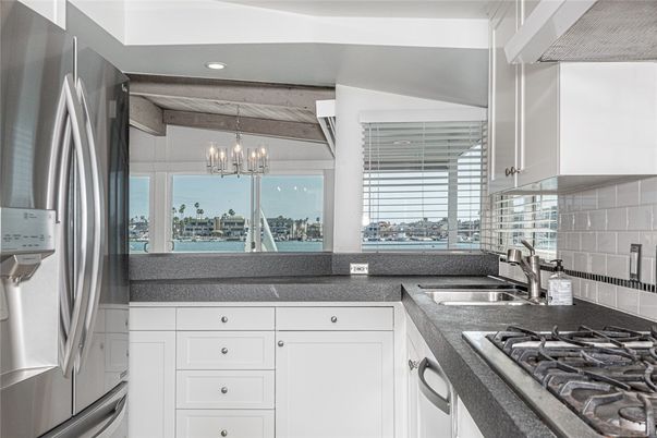 Chandelier, Interior, Kitchen, Recessed Lighting, Stainless Steel Appliances
