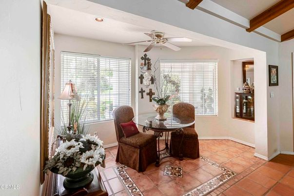 Dining room, Interior, Recessed Lighting, Wooden Beams