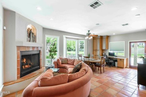 Dining room, Fireplace, Interior, Living room, Recessed Lighting