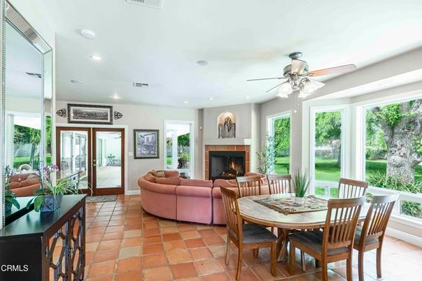 Dining room, Fireplace, Interior, Living room, Recessed Lighting