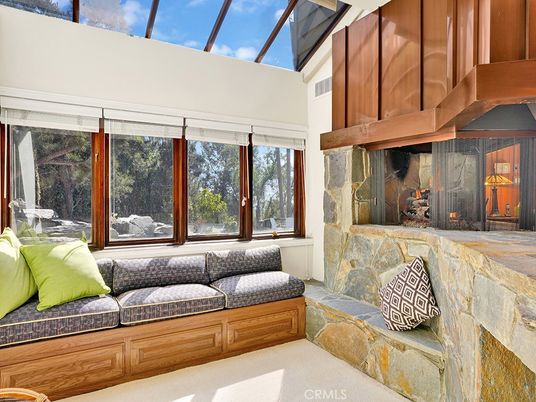 Fireplace, Glass Ceilings, Interior, Sun Room