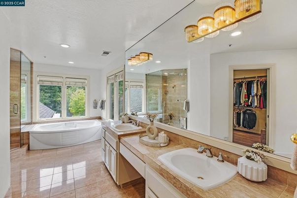 Bathroom, Dual Sink Vanities, Free Standing Baths, Glass Shower, Interior, Recessed Lighting