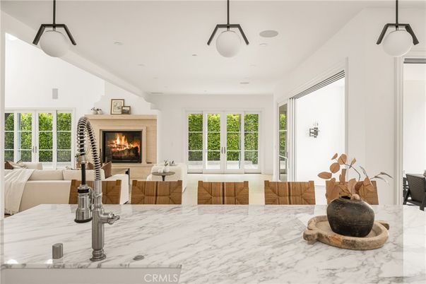 Dining room, Fireplace, Interior, Living room, Pendant Lights, Recessed Lighting