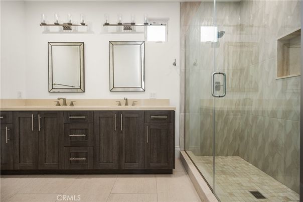 Bathroom, Dual Sink Vanities, Glass Shower, Interior