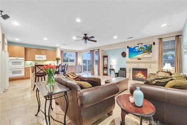 Dining room, Fireplace, Interior, Kitchen, Living room, Recessed Lighting