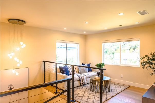 Bedroom, Interior, Pendant Lights, Recessed Lighting, Wood Texture Flooring