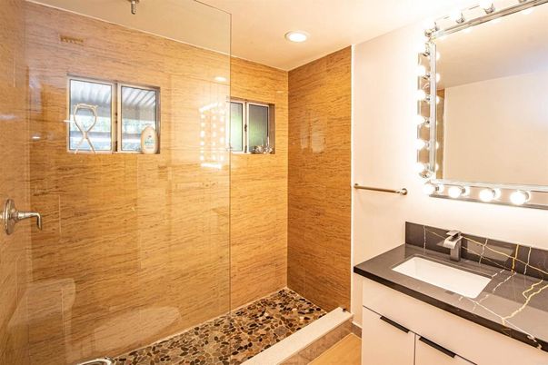 Bathroom, Glass Shower, Interior, Recessed Lighting