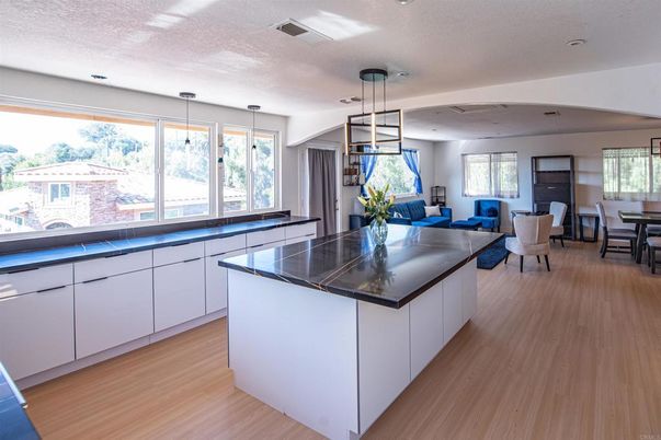Dining room, Interior, Kitchen, Living room, Pendant Lights, Recessed Lighting, Wood Texture Flooring