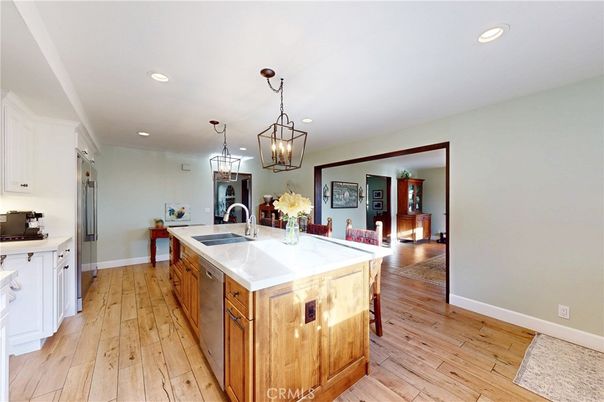 Interior, Kitchen, Pendant Lights, Recessed Lighting, Wood Texture Flooring