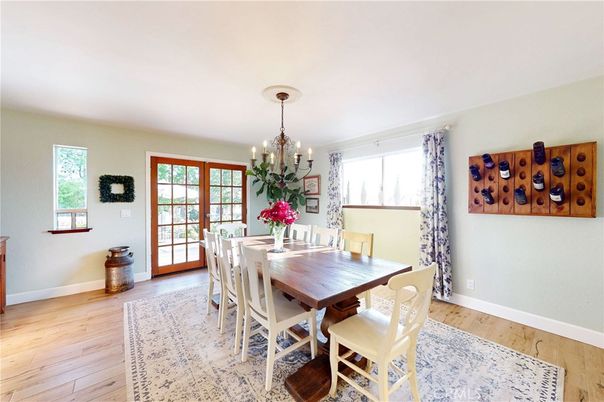 Chandelier, Dining room, Interior, Wood Texture Flooring
