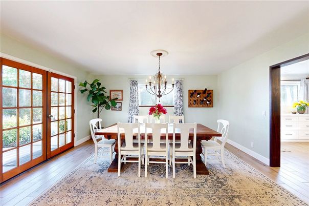 Chandelier, Dining room, Interior, Wood Texture Flooring