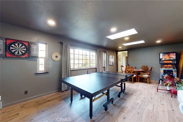 Dining room, Game Room, Interior, Recessed Lighting, Wood Texture Flooring