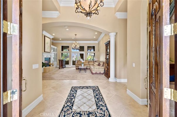 Chandelier, Fireplace, Interior, Living room, Recessed Lighting