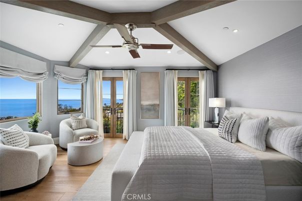 Bedroom, Interior, Recessed Lighting, Water, Wooden Beams, Wood Texture Flooring
