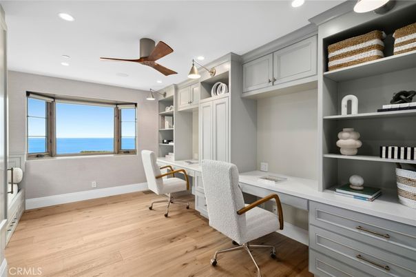 Home Office, Interior, Recessed Lighting, Water, Wood Texture Flooring