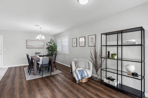 Chandelier, Dining room, Interior, Wood Texture Flooring