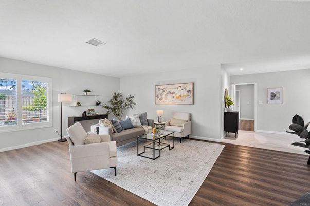 Interior, Living room, Recessed Lighting, Wood Texture Flooring