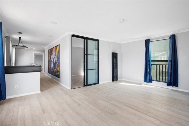 Empty room, Interior, Pendant Lights, Recessed Lighting, Wood Texture Flooring
