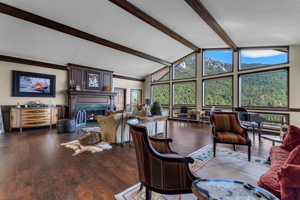 Fireplace, Interior, Living room, Piano, Sun Room, Wood Texture Flooring