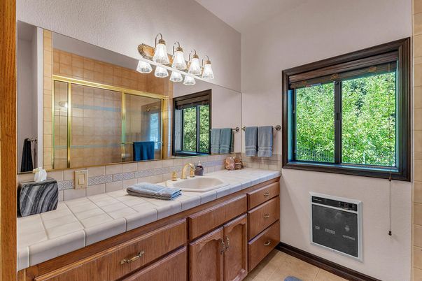 Bathroom, Glass Shower, Interior, Tile Countertops