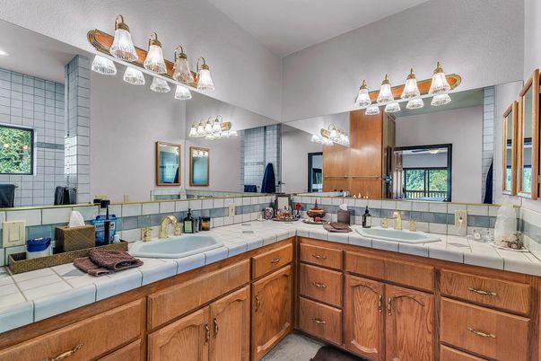 Bathroom, Dual Sink Vanities, Interior, Tile Countertops