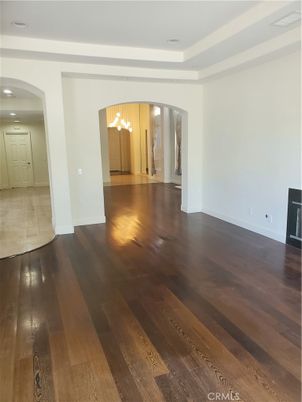 Empty room, Interior, Pendant Lights, Recessed Lighting, Wood Texture Flooring