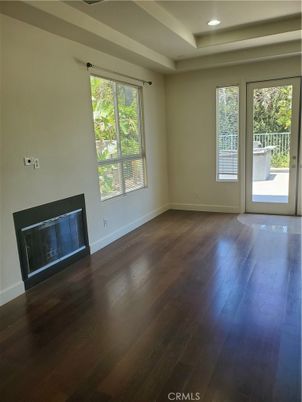 Empty room, Fireplace, Interior, Recessed Lighting, Wood Texture Flooring