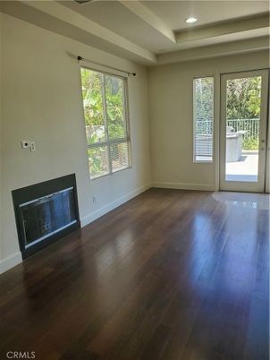 Empty room, Fireplace, Interior, Recessed Lighting, Wood Texture Flooring