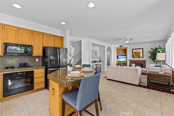 Dining room, Fireplace, Interior, Kitchen, Living room, Recessed Lighting