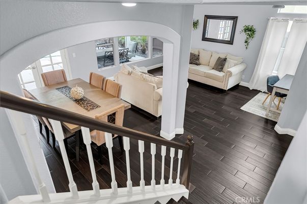 Dining room, Interior, Living room, Recessed Lighting, Wood Texture Flooring