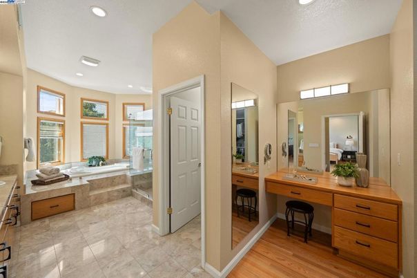 Bathroom, Dual Sink Vanities, Glass Shower, Interior, Recessed Lighting