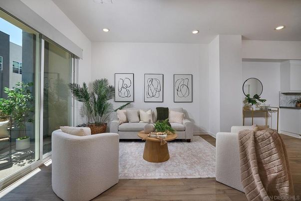 Interior, Living room, Recessed Lighting, Wood Texture Flooring