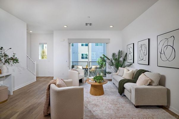 Interior, Living room, Recessed Lighting, Wood Texture Flooring