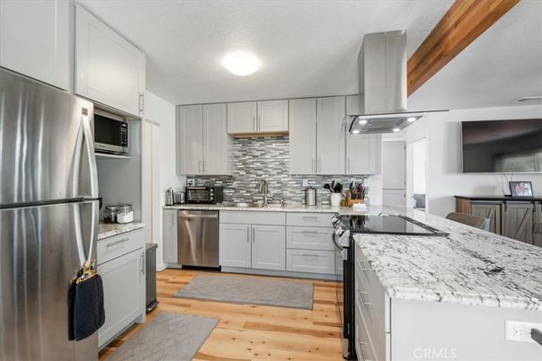 Interior, Kitchen, Stainless Steel Appliances, Wood Texture Flooring