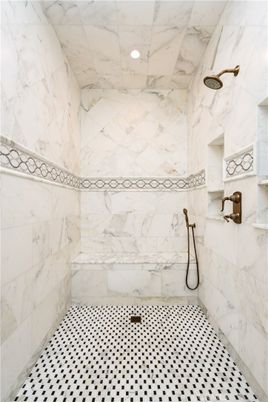 Bathroom, Interior, Marble Walls, Recessed Lighting