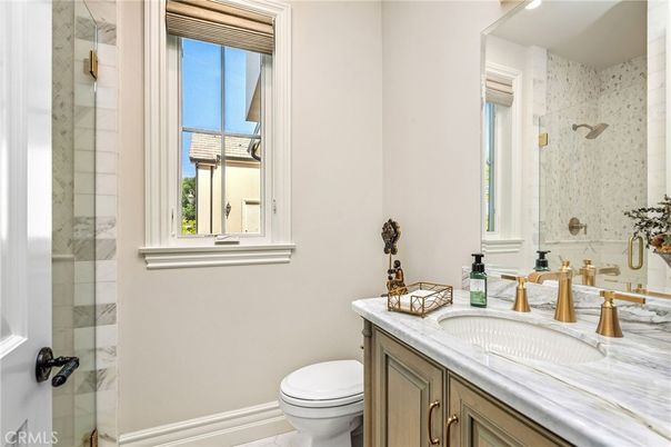 Bathroom, Glass Shower, Interior, Marble Walls
