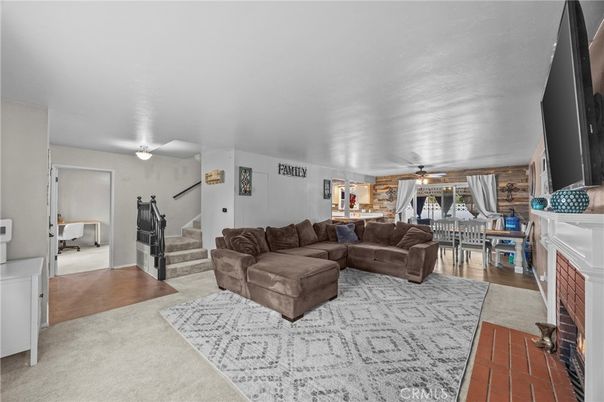 Dining room, Fireplace, Interior, Living room, Wood Texture Flooring