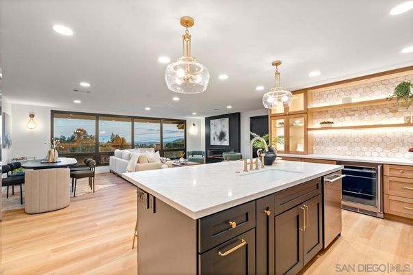 Dining room, Interior, Kitchen, Living room, Pendant Lights, Recessed Lighting, Stainless Steel Appliances, Wood Texture Flooring