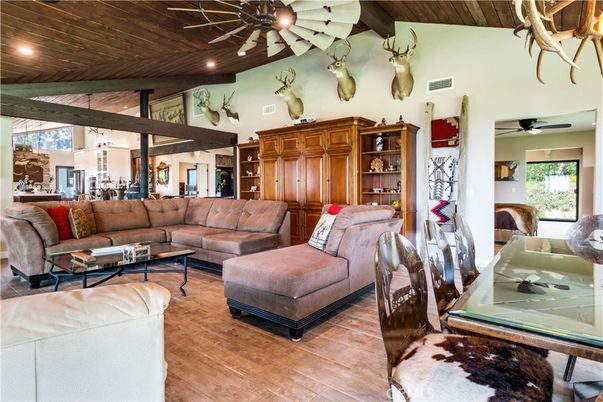 Dining room, Interior, Kitchen, Living room, Recessed Lighting, Wooden Beams, Wooden Ceilings, Wood Texture Flooring