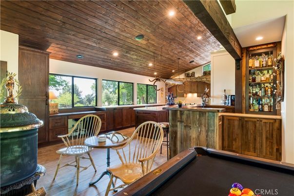 Billiard Table, Game Room, Interior, Pendant Lights, Recessed Lighting, Wooden Ceilings, Wood Texture Flooring