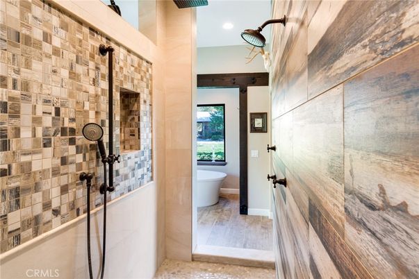 Bathroom, Free Standing Baths, Glass Shower, Interior, Recessed Lighting