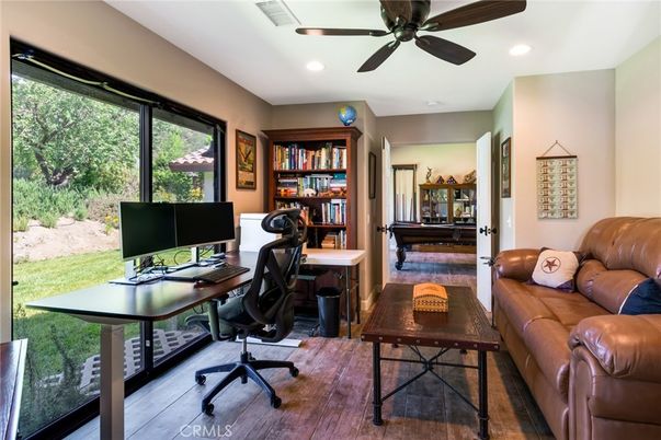 Home Office, Interior, Recessed Lighting, Wood Texture Flooring