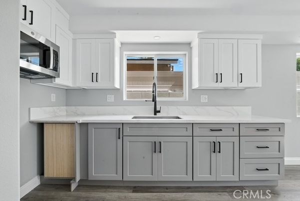 Interior, Kitchen, Marble Walls, Wood Texture Flooring